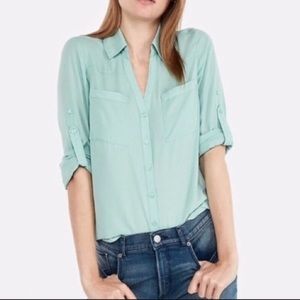 Express Portofino Shirt in Seafoam Green